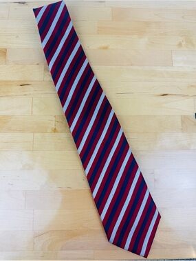 Gianni Riccio Italy Tie Red White Blue Stripe Handmade Italian Neck Tie